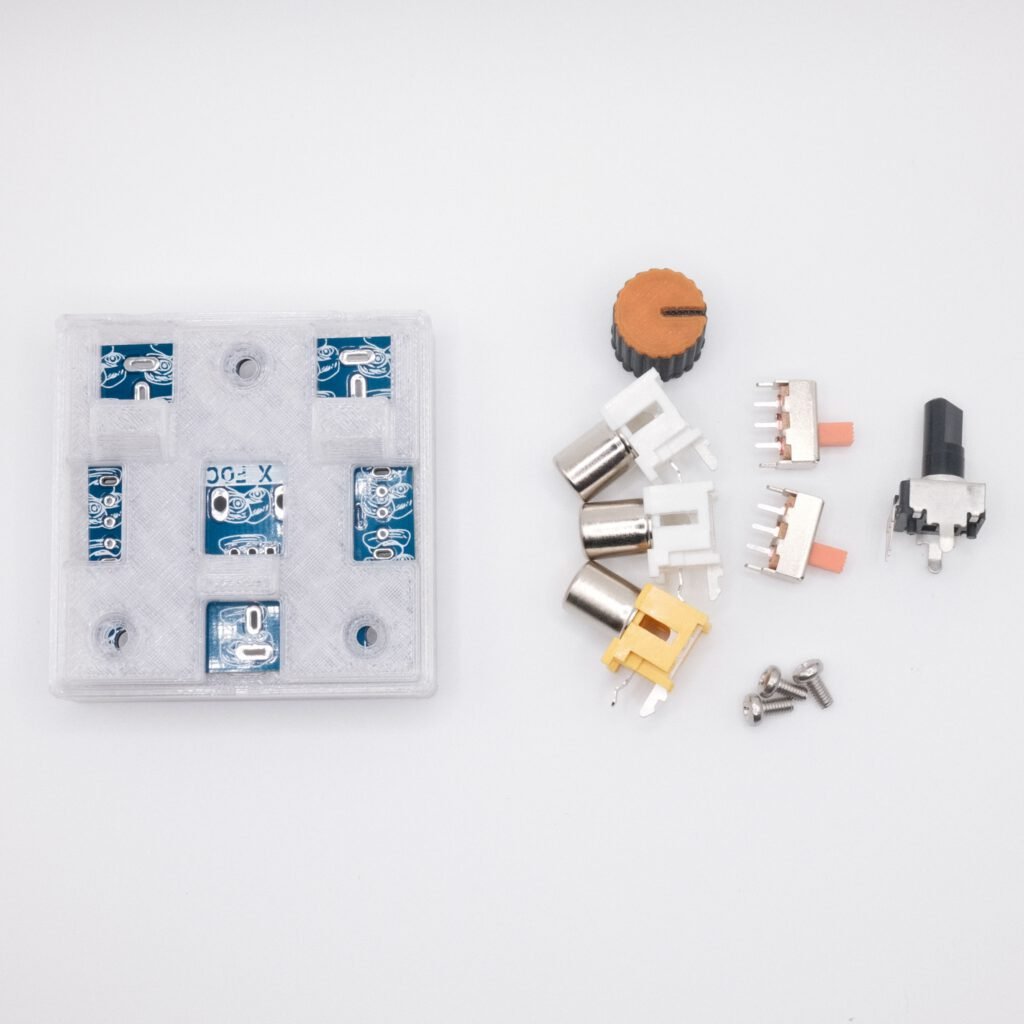 Components of a dirty video mixer DIY kit